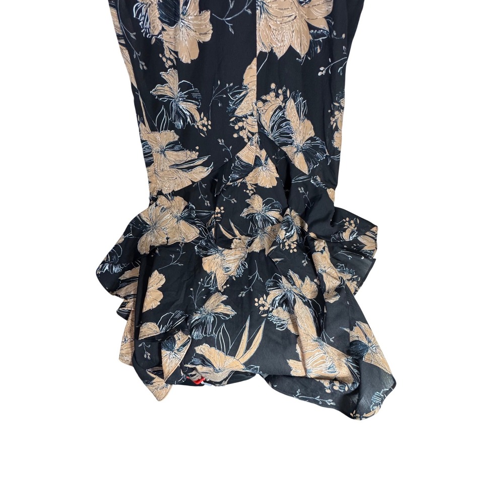 Lulus Darling Daylily Black Floral High-Low Maxi‎ Length Ruffle Trim Dress - Picture 6 of 9